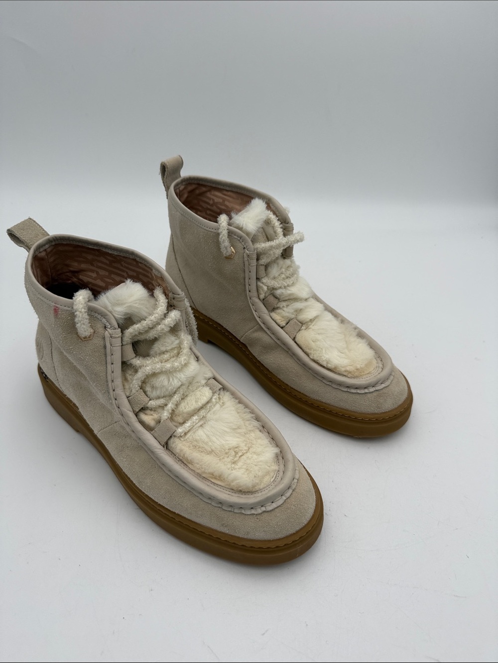 Cole haan Neutral Suede & Faux-Shearling Ankle Boots - Cream women 8.5B winter